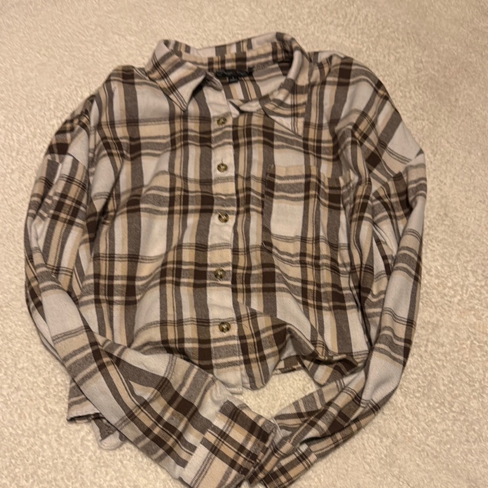 Flannel Shirt in Brown and Beige